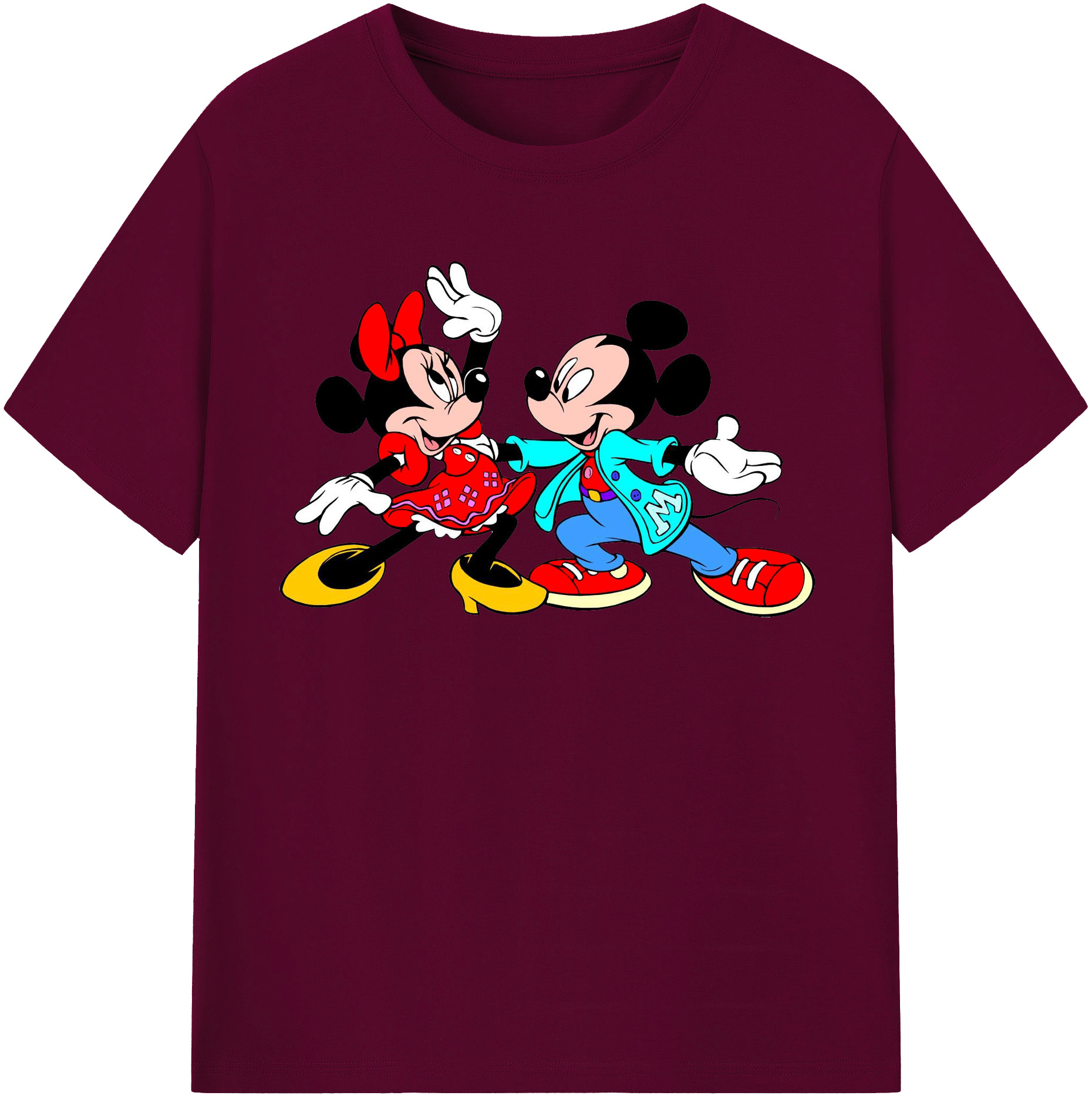 （画像用） ミッキーマウス Mickey Mouse レディースカジュアルプリントTシャツ（綿100％）